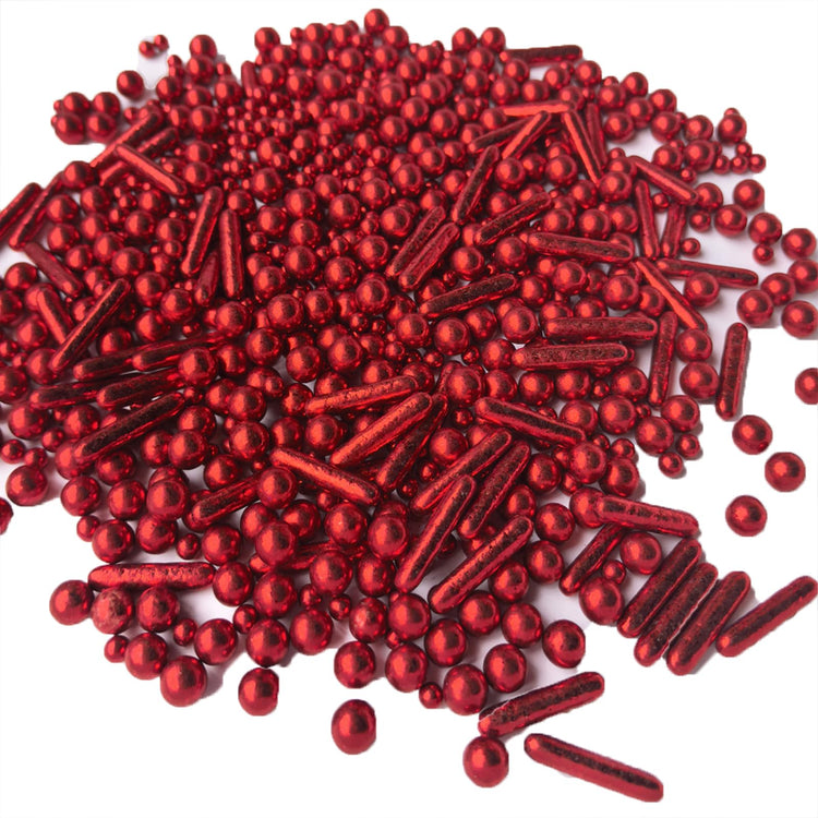 Sprinkles Red Pearl Sugar Candy Mix Size Baking Cake Decorations Cupcake Toppers Celebrations Shaker Jar Wedding Shower Party (4.2 Ounce)