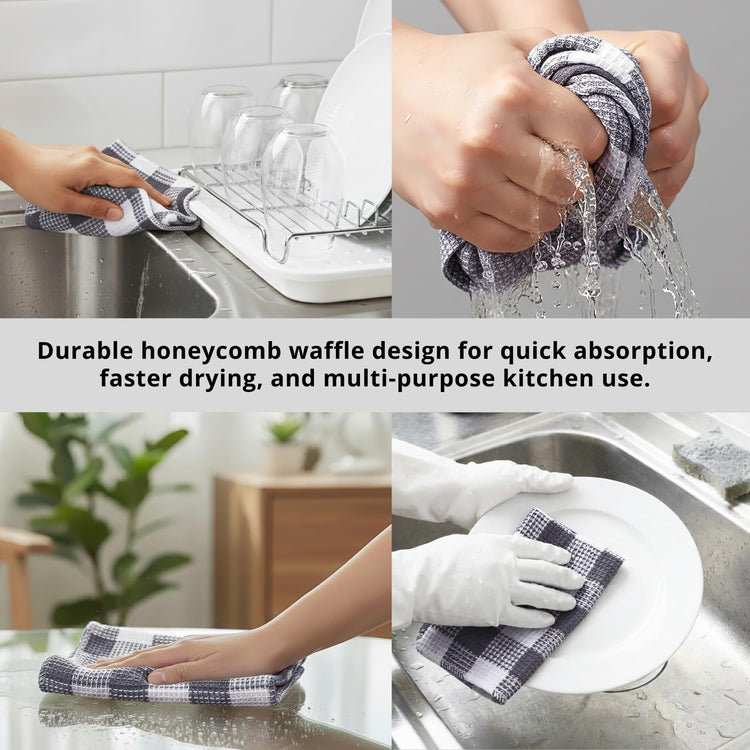 Waffle Weave Plaid Dish Cloths
