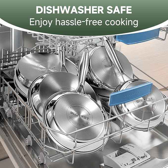 Stainless Steel Kitchen Cookware Set,11 Piece Pots and Pans Set with Steamer,Heat-resistant Handle,Non-Toxic,Induction,Oven,Dishwasher Safe