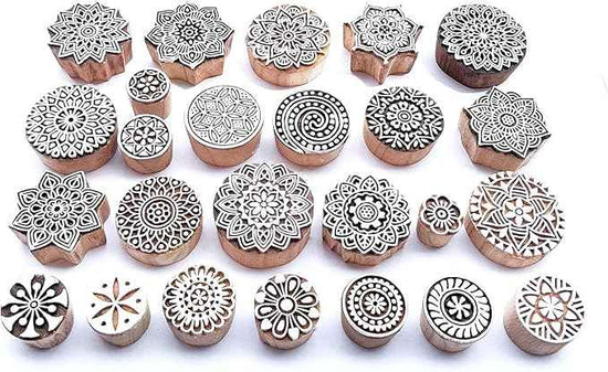 Royal Kraft Round Mandala Wooden Block Printing Stamps (Set of 25) Bulk01_25G