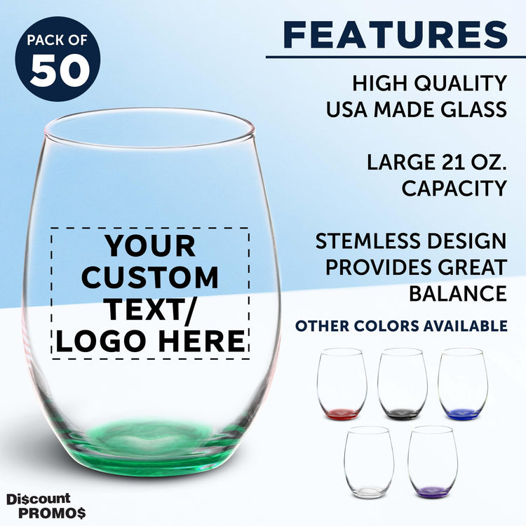 50 ARC Stemless Wine Glasses Set (50 Count)