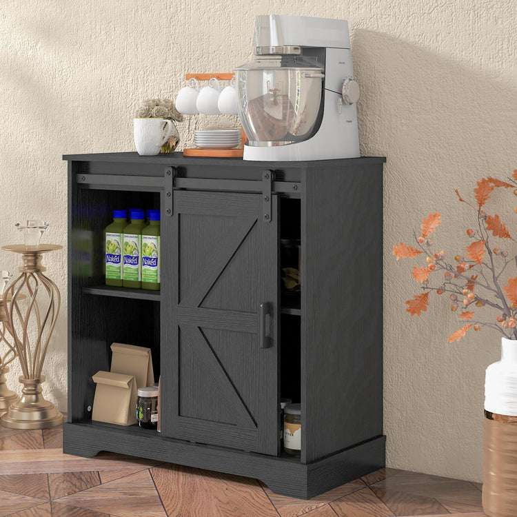 Sliding Barn Door Buffet Sideboard Storage Cabinet Coffee Bar Kitchen Farmhouse Style