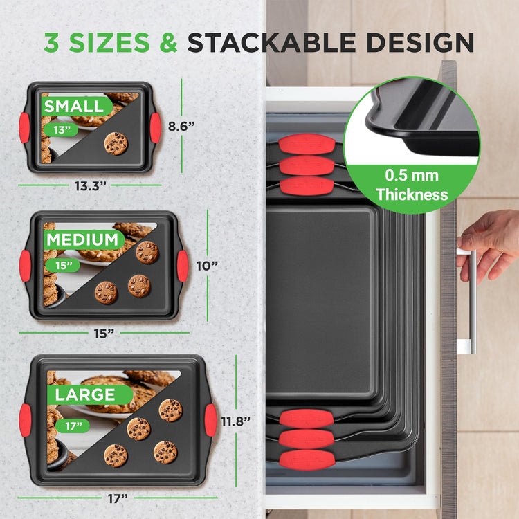 3‑Piece Nonstick Cookie Sheets