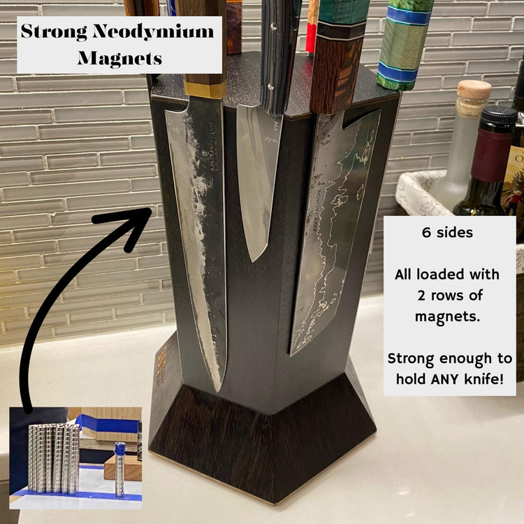 Walnut) ROTATING Magnetic knife block