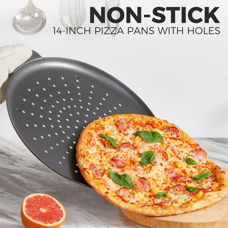 2 Pack Pizza Pan 14 Inch with Holes (2 Count)