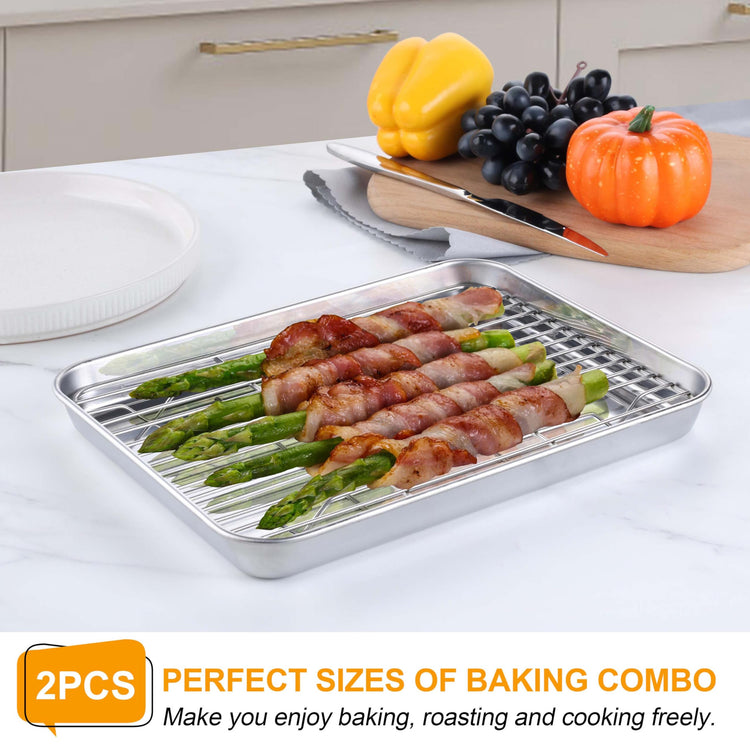 Mini Baking Sheet with Wire Rack for Toaster Oven