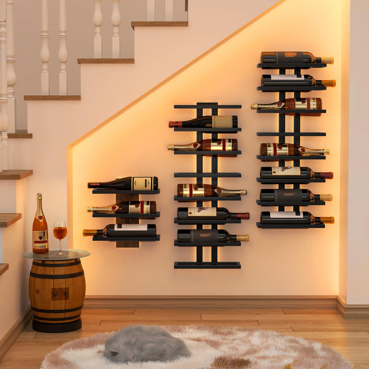 3 Set 8 Tier Wall Mount Wine Rack (24 Count)