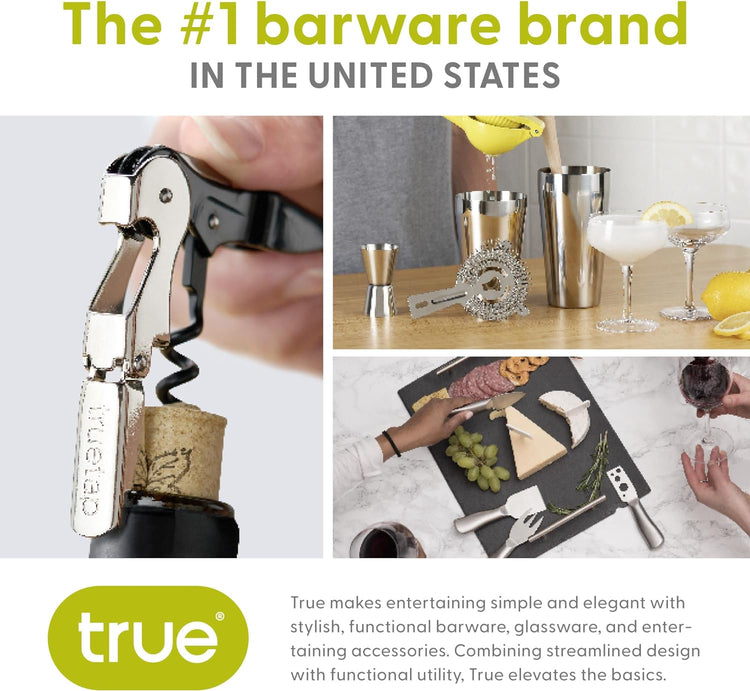 True Brands TrueTap Double Hinged Waiters Corkscrew, Top-notch Stainless Steel Opener with Foil Cutter Built to Last Wine Key Pink, Set of 1