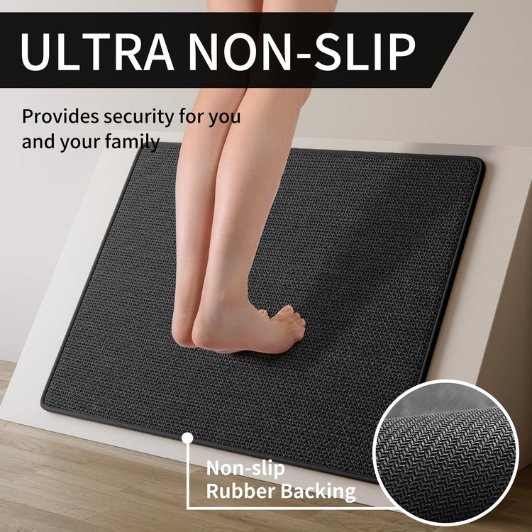 Kitchen Rugs Kitchen Mats for Floor Non Slip Washable Black 17"x30" (2.2991 Sq Ft)