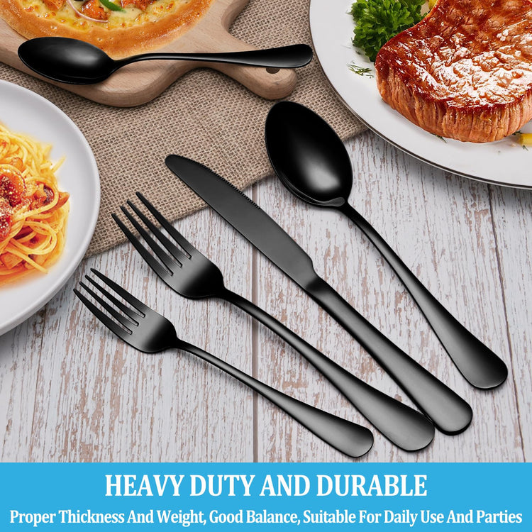 30 Pcs Black Silverware Set (30 Count)