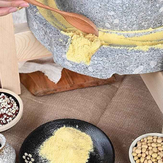 Handmade Granite Stone Mill - Manual Grinder for Rice, Coffee, Wheat & Beans - Heat-Free Grinding for Home Use, & Efficient Kitchen Tool