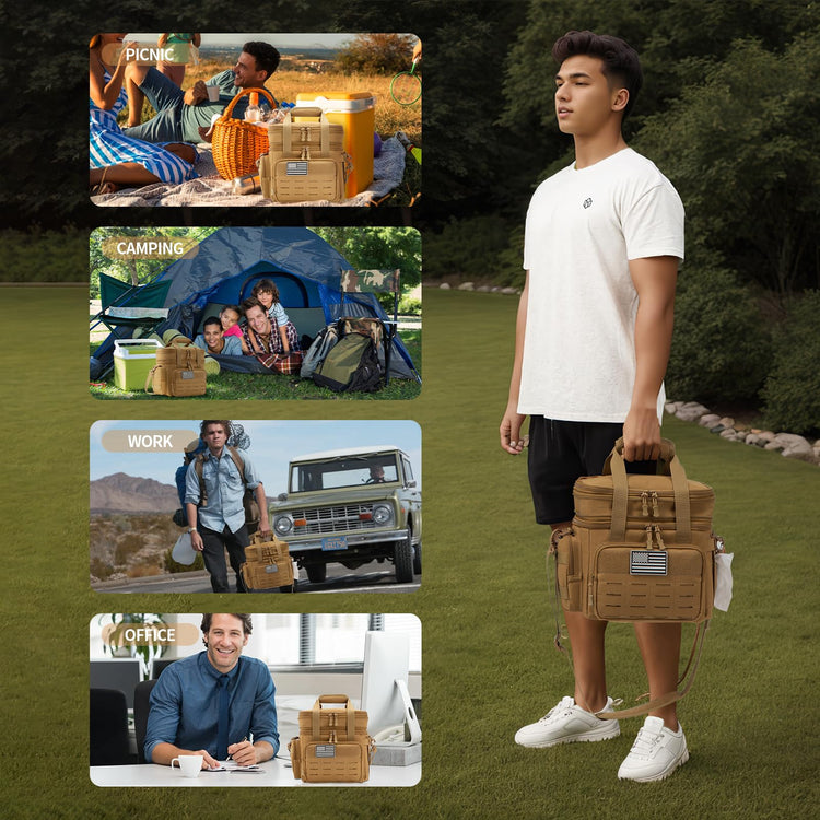 Tactical Lunch Box for Men Expandable 18L Heavy Duty Military Insulated Cooler Bag