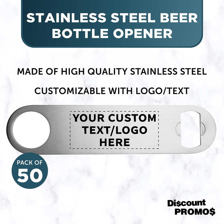 Custom Stainless Steel Beer Bottle Openers Set of 50 (50 Count)