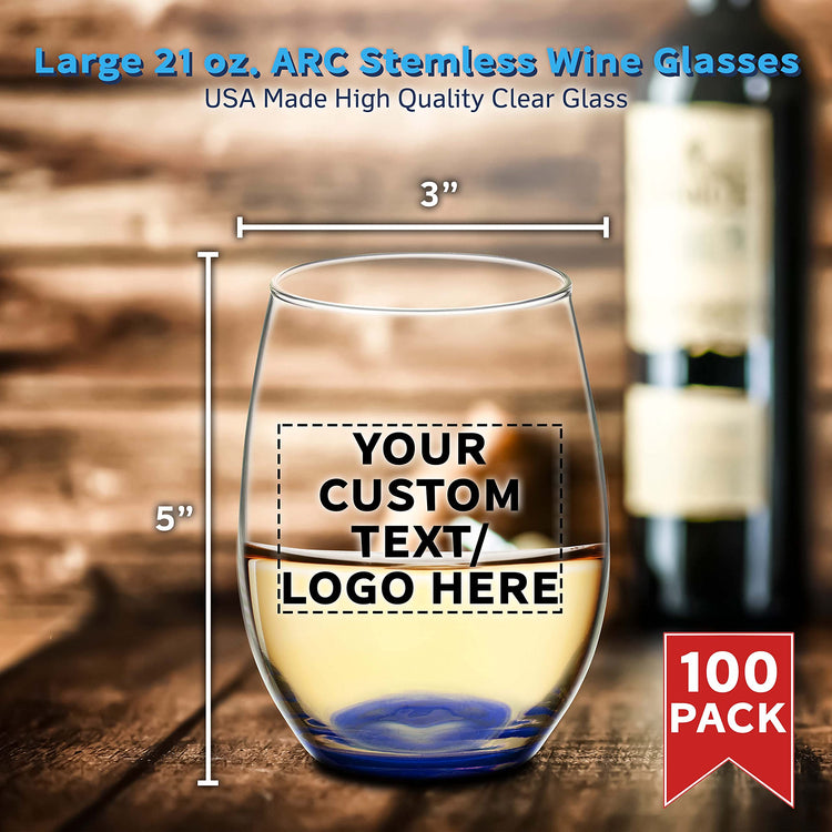 100 ARC Stemless Wine Glasses Set (100 Count)