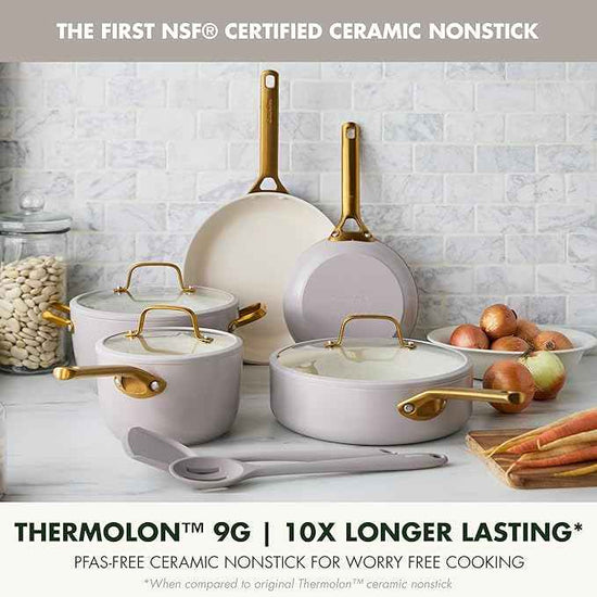 GreenPan Nonstick Reserve Pro 10 Piece Cookware Set, NSF Certified Ceramic, Hard Anodized PFAS-Free Pots & Pans Set with Lids, Stainless Steel Handles, Oven & Dishwasher Safe, Oyster Gray