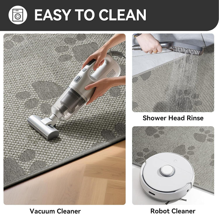 Kitchen Mats for Floor, Super Absorbent Kitchen Rugs Non Slip Washable, Rubber Backing Soft Woven Linen Embroidery Runner Rug, Standing Mat Kitchen Sink Mat, Easy to Clean, Gray 17x30
