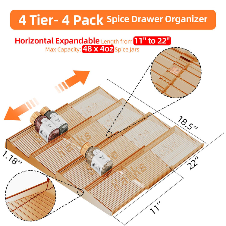 Spice Drawer Organizer (4 Count)