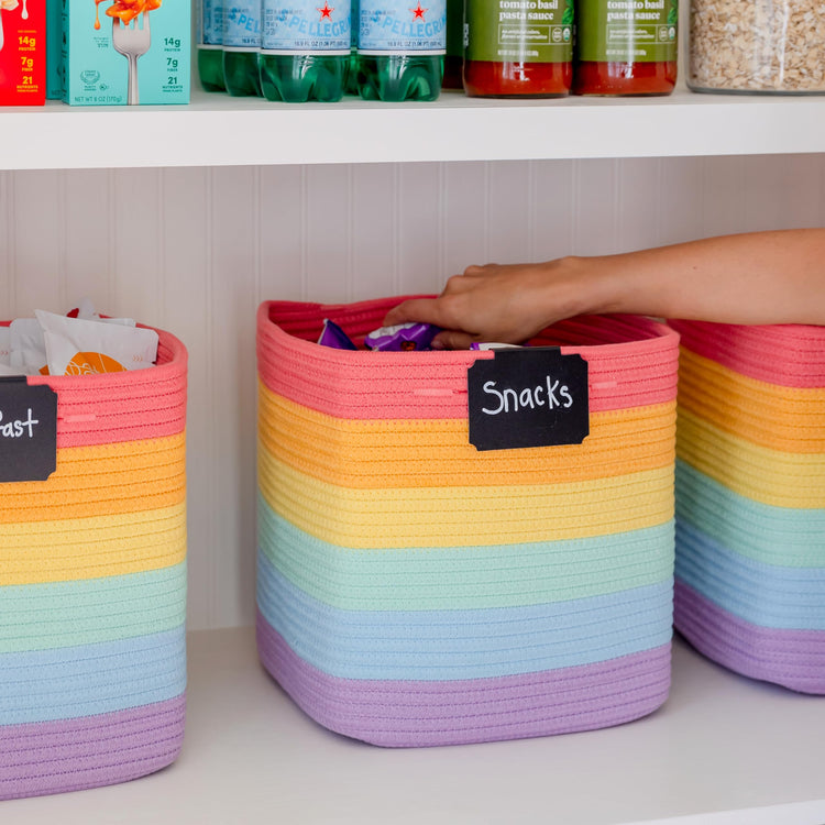 Storage Cubes 11 Inch Cotton Rope Woven Baskets for Organizing (3 Count)