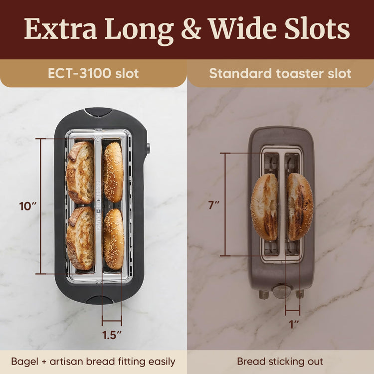 ECT-3100 4-Slice Long Slot Toaster, Stainless Steel