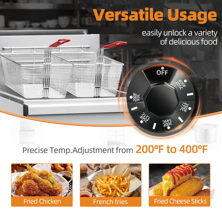 Commercial Open Pot Fryer with 2 Baskets