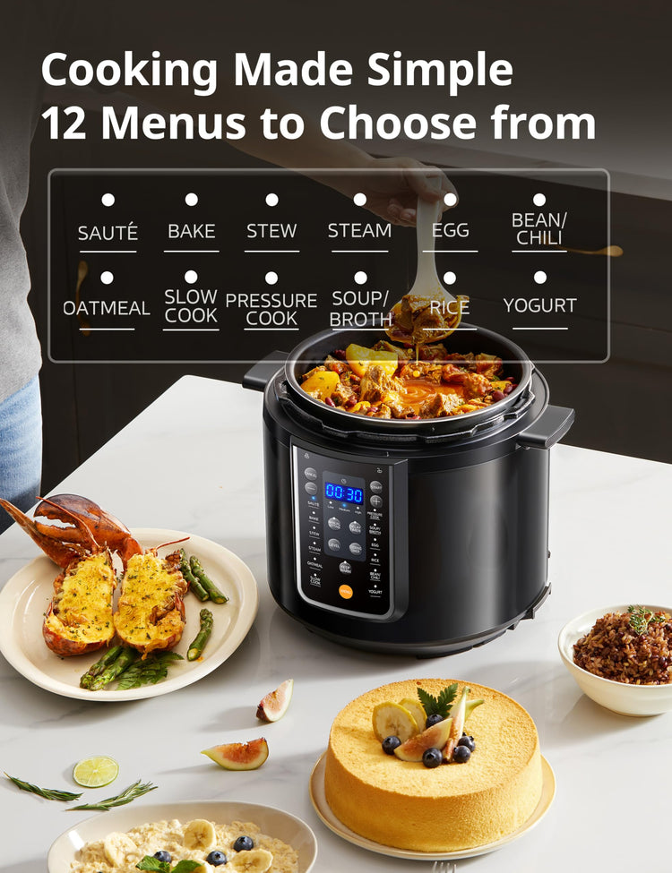 12-in-1 Electric Pressure Cooker, 6 Quarts, Nonstick Pot