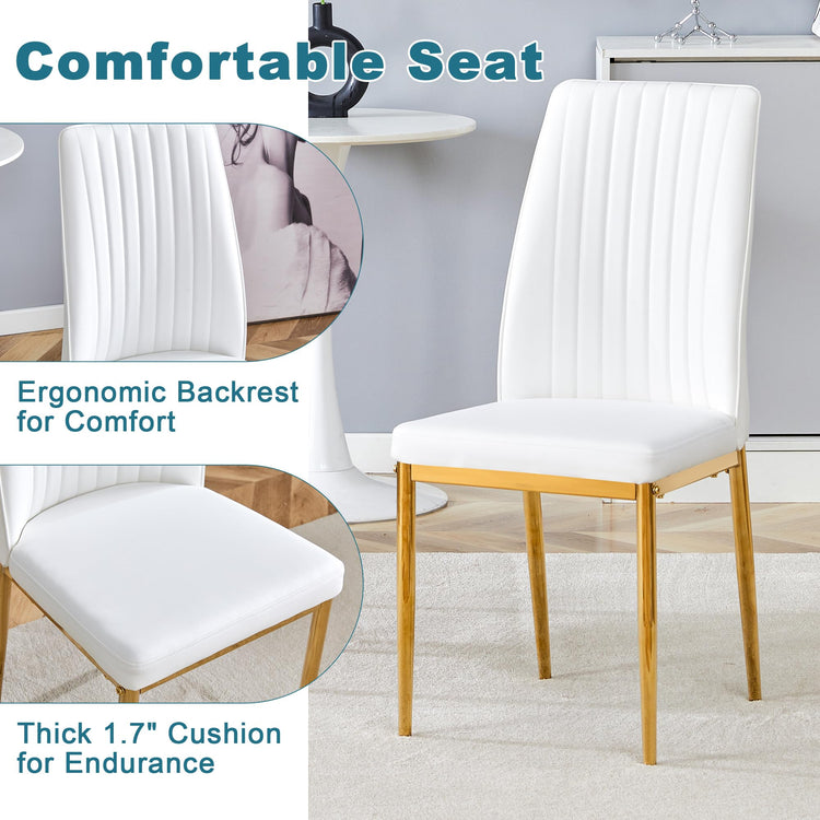 White Golden Dining Chairs Set