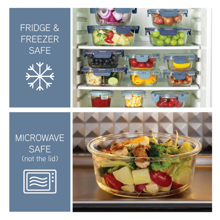 Premium 32 Pc. Borosilicate Glass Food Container Set with Dividers