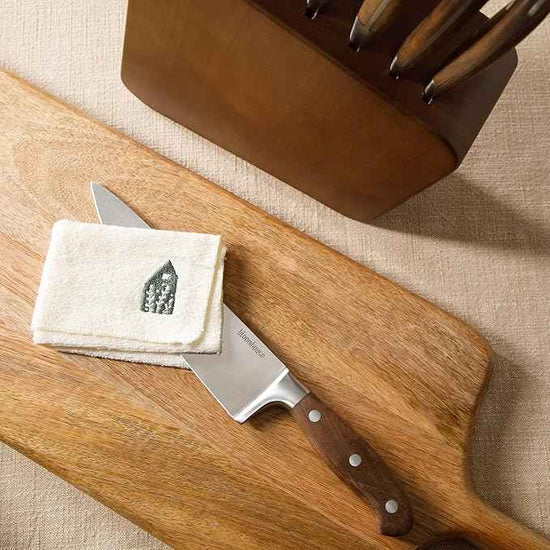 Bloomhouse 7 Piece Italian Walnut Wood Knife Block Set W/German Steel Forged Knives