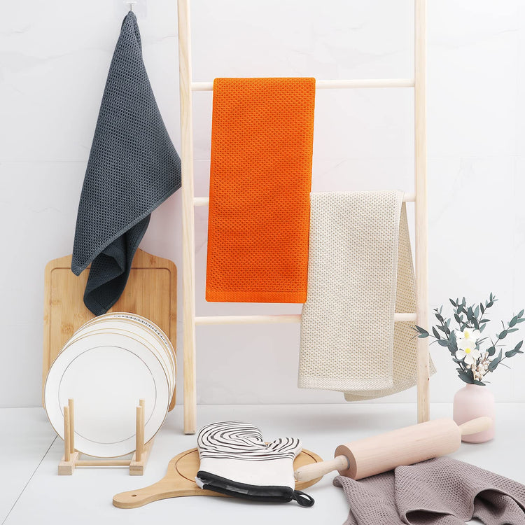 100% Cotton Waffle Weave Kitchen Dish Towels 4 (4 Count)