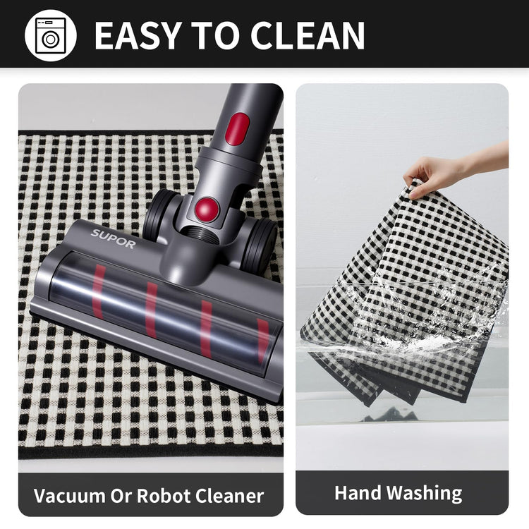 Kitchen Rugs Kitchen Mats for Floor Non Slip Washable Black 17" x47 (5.54 Sq Ft)