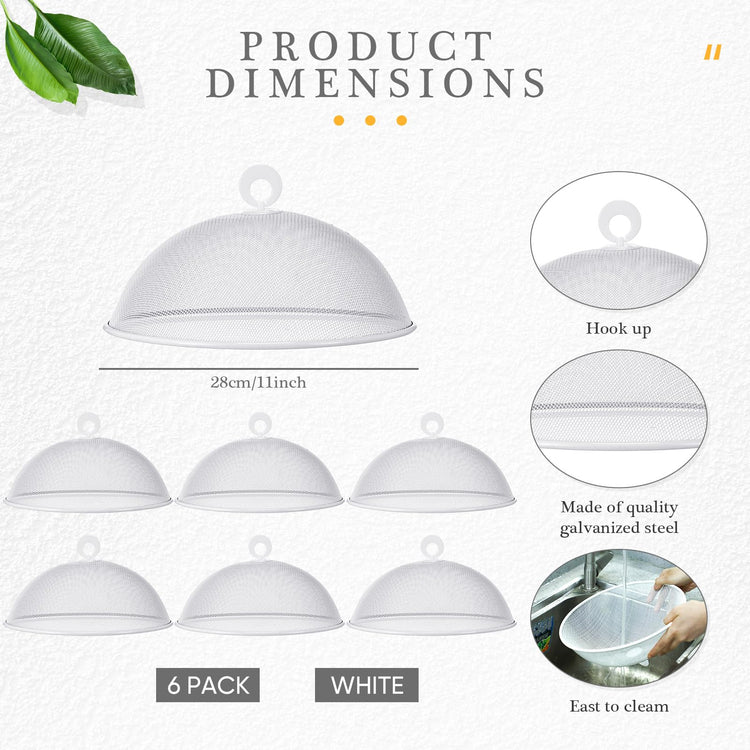 6 Pcs Metal Mesh Food Cover Outdoor Mesh Food Tents Dome Screen Plate Covers for Dinner Plates Reusable Fruit Fly Nets Picnic Umbrella for Table