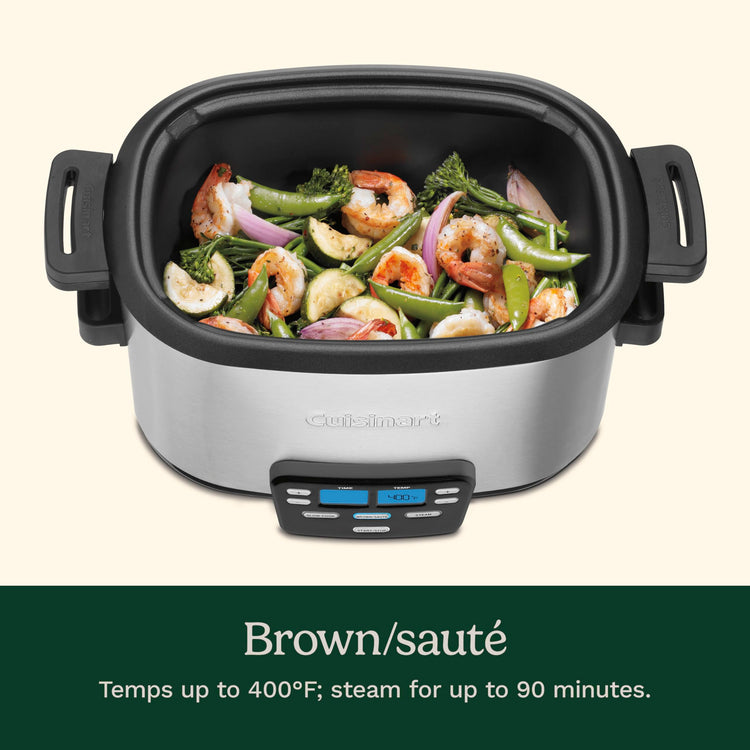 3-In-1 Cook Central 6-Quart Multi-Cooker: Slow Cooker, Brown/Saute, Steamer, MSC-600 NAS, Silver