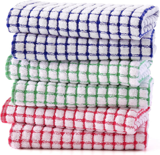 Kitinjoy Cotton 6 Pack Terry Kitchen Towels, 16 x 25 Inches Super Soft and Absorbent Dish Towels, Quick Drying Hand Towels for Kitchen Drying, Multiple Colour - Nestoria