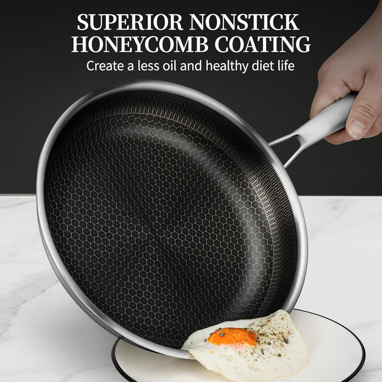 6 Pieces Stainless Steel Frying Pan Set with Lids (6 Count)