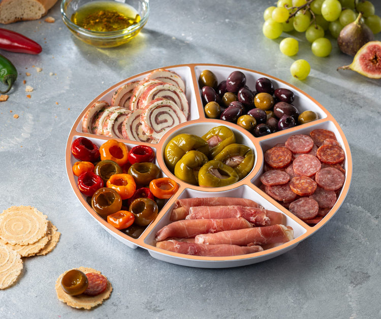 6 Sectional Round Plastic Serving Tray
