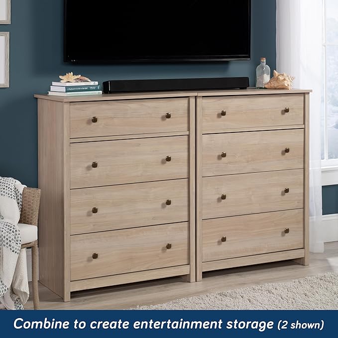 Sauder River Ranch 4-Drawer Bedroom Chest, Harvest Walnut Finish