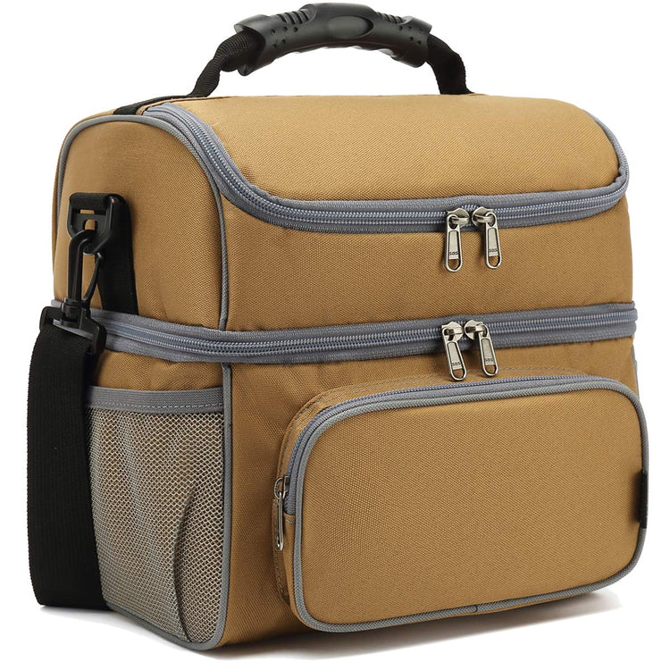 Double Layer Cooler Insulated Lunch Bag Adult Lunch Box Large Tote Bag for Men (2 Count)