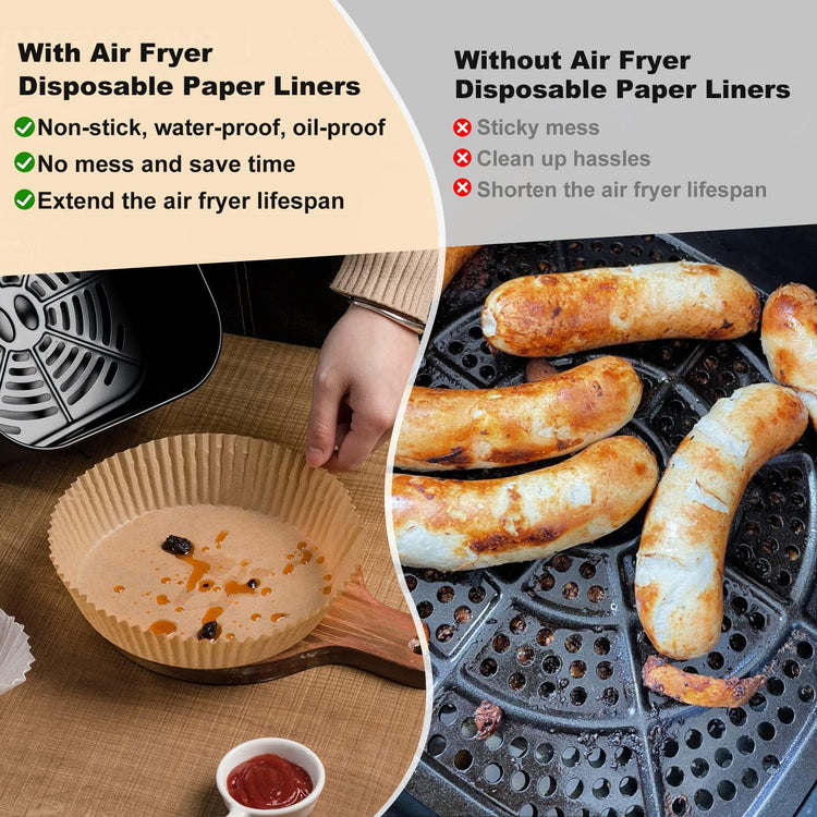 100Pcs 6.5 Inch Round Air Fryer Liners Disposable for 3 (100 Count)