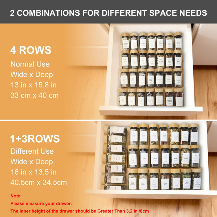 Spice Drawer Organizer with 28 Bamboo