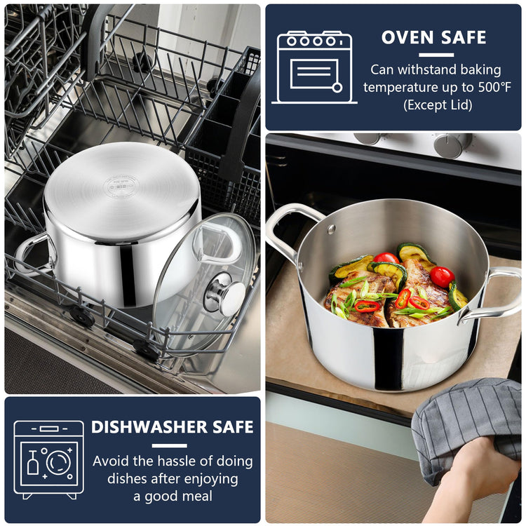 6 Quart Tri Ply Stainless Steel Stock Pot