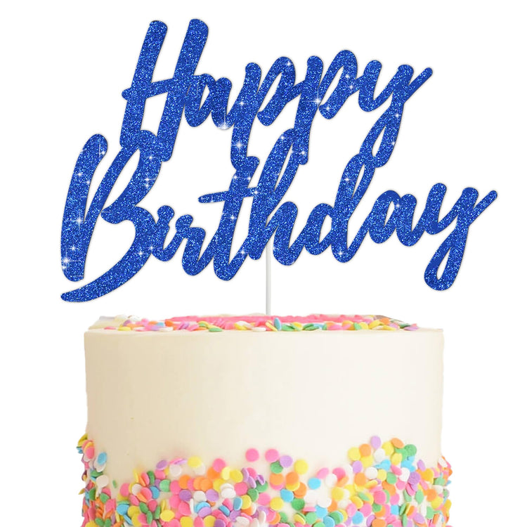 Happy Birthday Cake Toppers Dark Blue Glitter Birthday Cake Decoration Cake Baking Supplies 18th 30th 40th Birthday Cake Toppers For Boys Girls Men Women Birthday Party Photo Booth Props