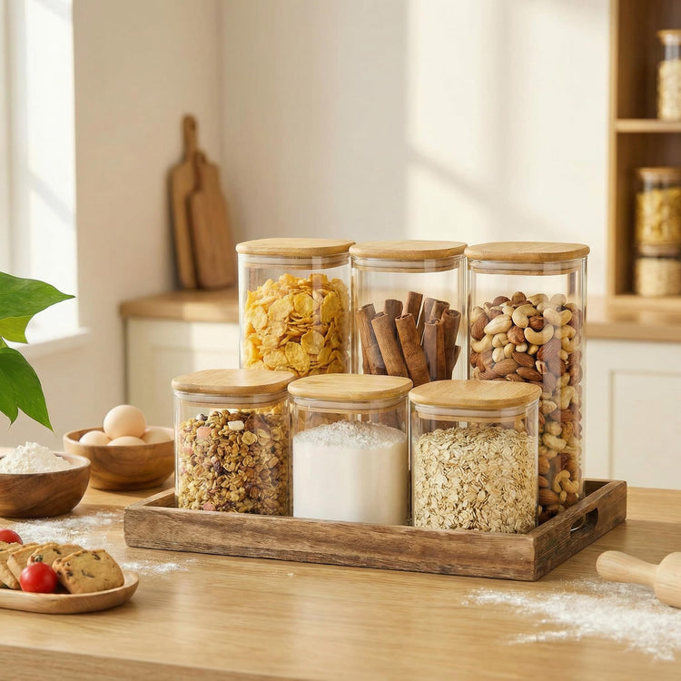 17 oz Square Glass Food Storage Containers with Airtight Bamboo Lids 12Pack (12 Count)