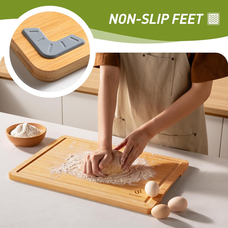 Bamboo Cutting Board Set Non Slip Feet Over Sink Great Grandma Christmas Xmas Birthday Gifts Ideas Grandmother Gigi Granny Nana Glamma Mawmaw Yaya Abuela Abuelita Mamaw Mimi Nonna Oma Meme