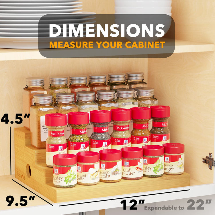 4 Tier Bamboo Spice Rack Organizer for Cabinet