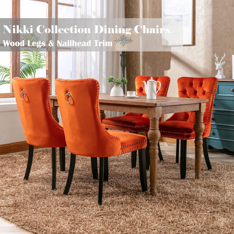 Orange Velvet Dining Chairs Set of 4 (4 Count)