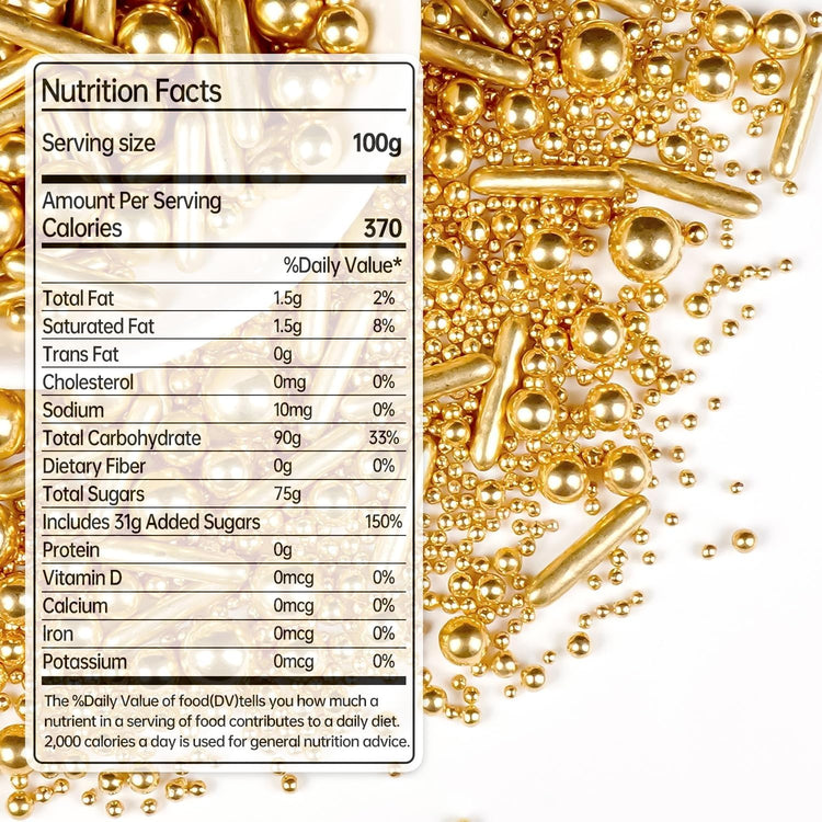 Gold Pearl Rods Sprinkles for Cake Decorating (5.29 Ounce)