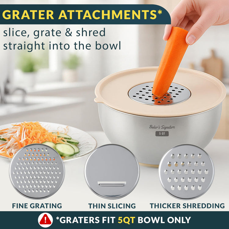 Stainless Steel Mixing Bowls with Lids Set (5 Count)