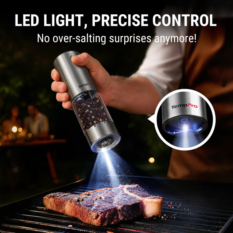 Rechargeable Electric Salt and Pepper Mill Set with Large Capacity