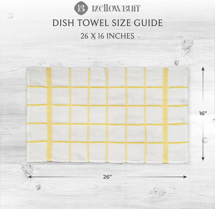100% Cotton Terry Dish Towels, 4 Pack Checks, 16 x26 Inches, Super Soft and Absorbent Kitchen Towels, Perfect for Kitchen Cleaning and Dish Washing | Assorted - Nestoria