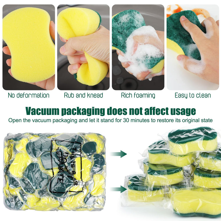 30 Pcs Individually Wrapped Sponges Kitchen Bulk Non Scratch Scouring Sponges for Dishes Household Cleaning Travel Apartments Hotel Car (30 Count)
